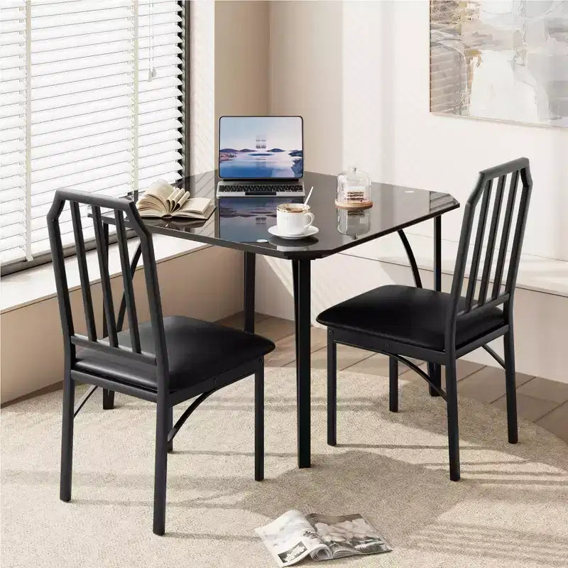 Ensemble table de salle à manger TROPOW pour 2, ensemble table et chaises de cuisine avec 2 coussins en PU ultra confortables, ensemble de meubles de salle à manger pour 2 avec cuisine