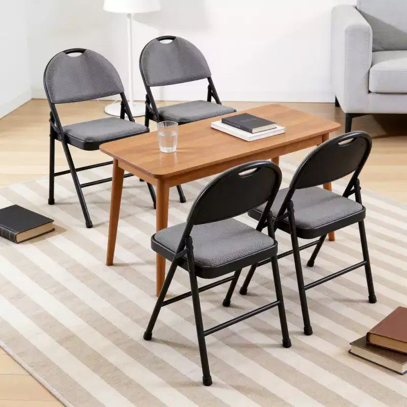 4 Pack Fabric Padded Folding Chairs, Commercial Metal Folding Chair with Padded Back, 350 Lbs Weight Capacity Comfortable Foldable Chair