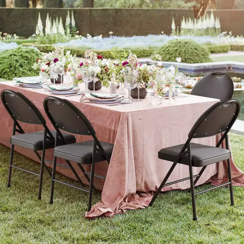 Lot de 4 Chaises Pliantes Rembourrées en Tissu, Chaise Pliante Commerciale en Métal avec Dossier Rembourré, Capacité de Poids de 158 kg, Chaise Pliante Confortable