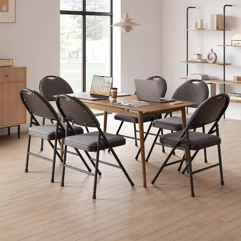 Lot de 4 Chaises Pliantes Rembourrées en Tissu, Chaise Pliante Commerciale en Métal avec Dossier Rembourré, Capacité de Poids de 158 kg, Chaise Pliante Confortable