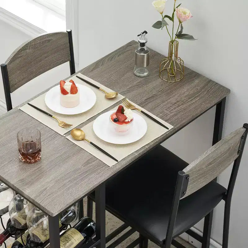 Table de bar pour 2 avec repose-pieds et 2 chaises rembourrées pour comptoir de bar