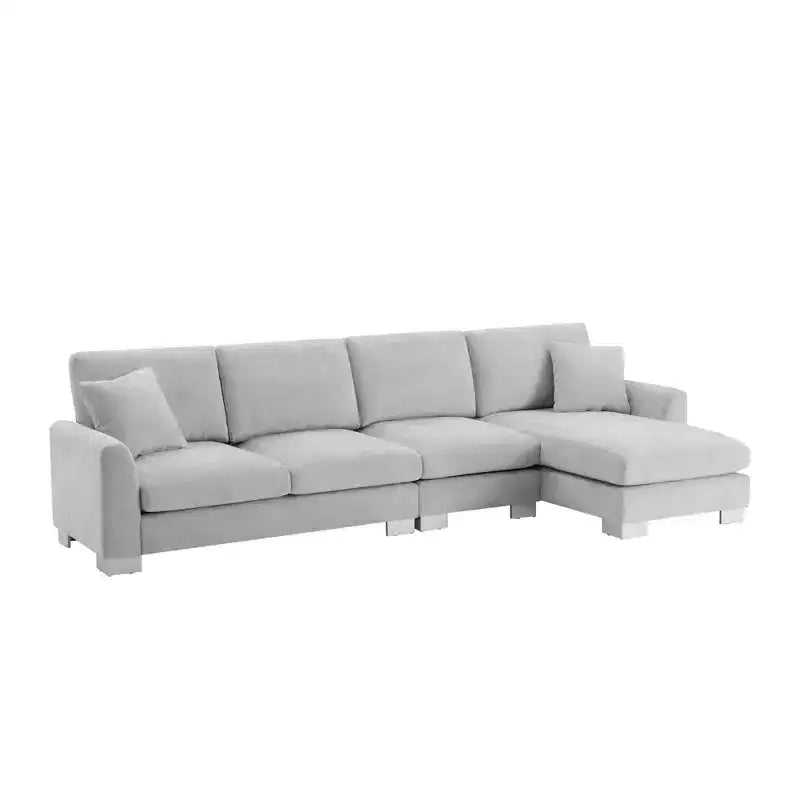 Ensemble de canapé modulaire convertible 4 places, canapé d'angle rembourré, méridienne profonde avec pouf pour salon, bureau, appartement
