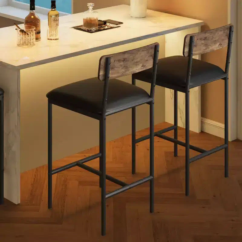 Lot de 6 tabourets de bar, tabourets de bar de cuisine avec repose-pieds, chaises de bar rembourrées avec dossier, tabourets de bar hauteur comptoir pour bar de comptoir, montage facile