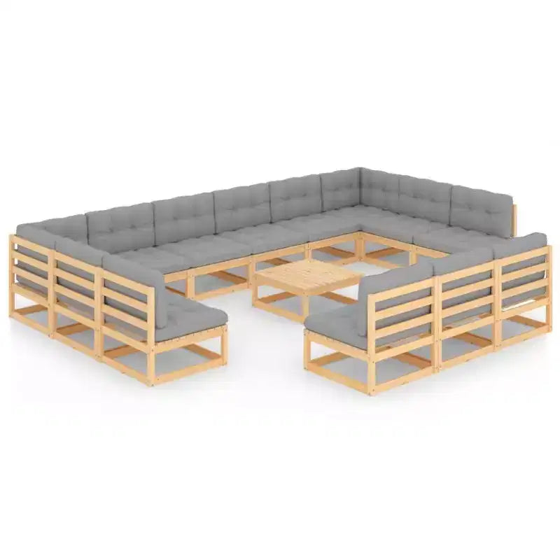vidaXL Patio Lounge Set with Cushions Solid Pinewood - Natural With Cushions