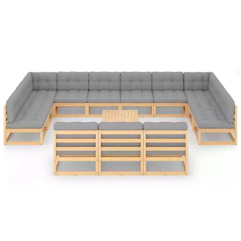 vidaXL Salon de jardin avec coussins en pin massif - Naturel avec coussins