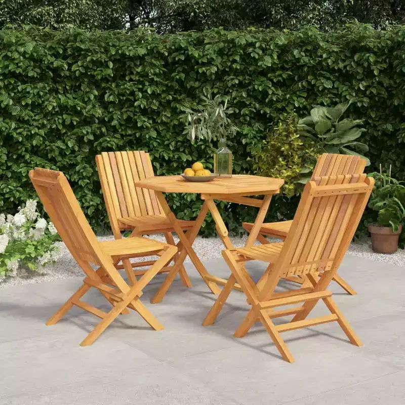 vidaXL Ensemble de jardin en bois de teck massif, couleur naturelle, taille moyenne, pliable