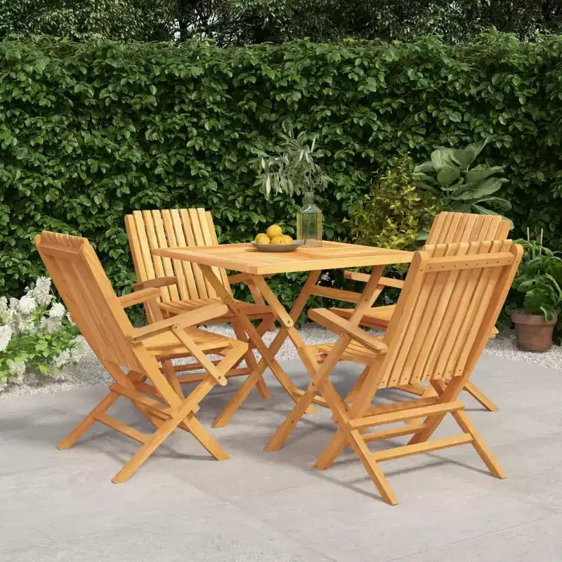 vidaXL Salon de jardin 5 pièces pliable en teck massif marron