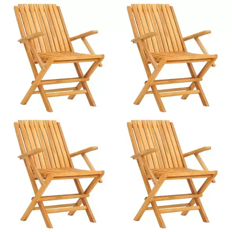vidaXL Salon de jardin 5 pièces pliable en teck massif marron
