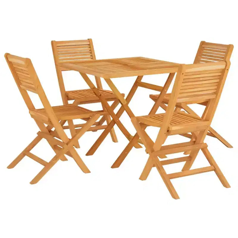 vidaXL Garden Dining Set Natural Teak Solid Teak Wood Medium Foldable