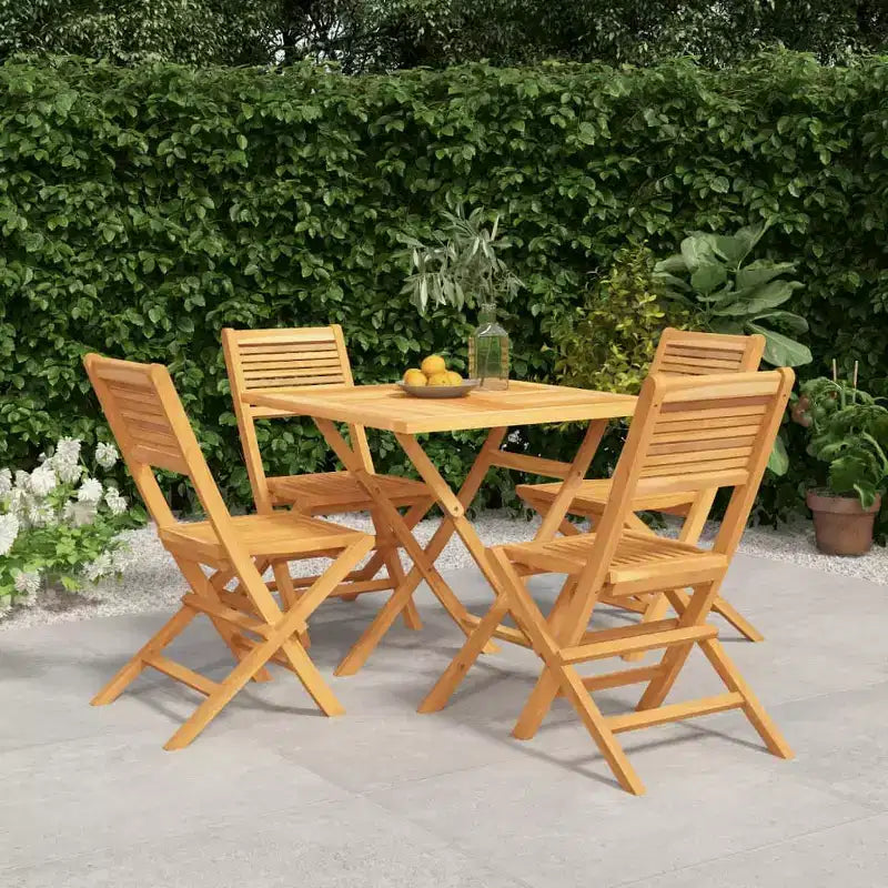 vidaXL Ensemble de salle à manger de jardin Teck naturel Bois de teck massif Taille M Pliable