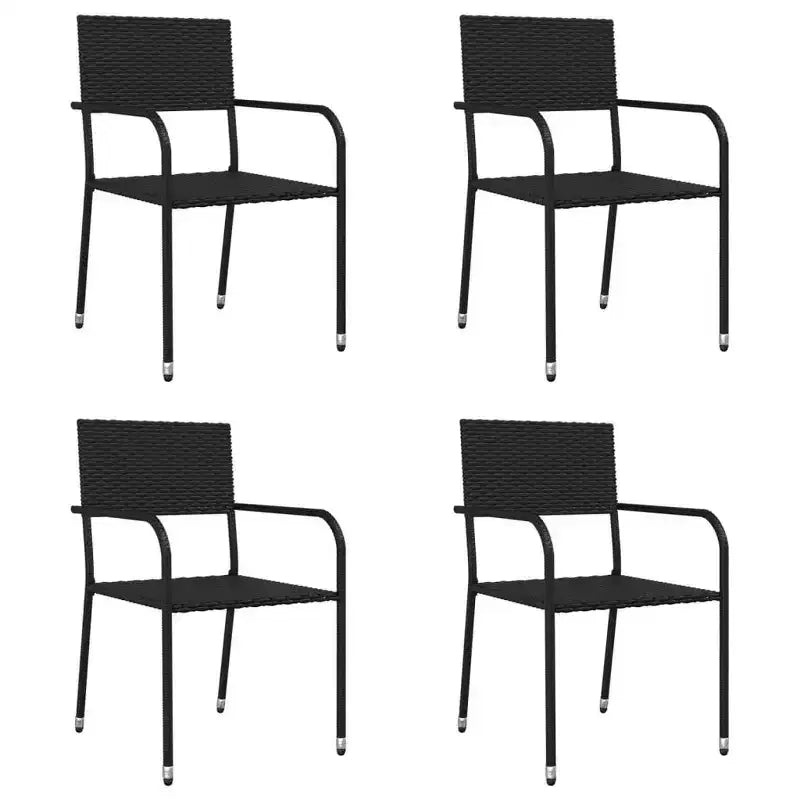 vidaXL Ensemble de jardin à manger noir résine tressée et acier empilable standard - Longueur de table 63 4 articles
