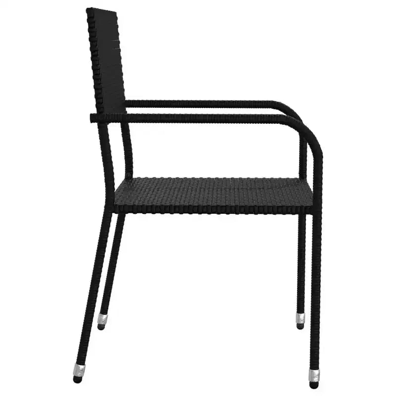 vidaXL Ensemble de jardin à manger noir résine tressée et acier empilable standard - Longueur de table 63 4 articles