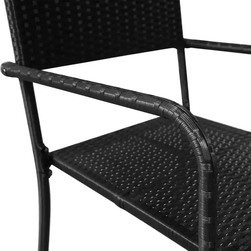 vidaXL Ensemble de jardin à manger noir résine tressée et acier empilable standard - Longueur de table 63 4 articles