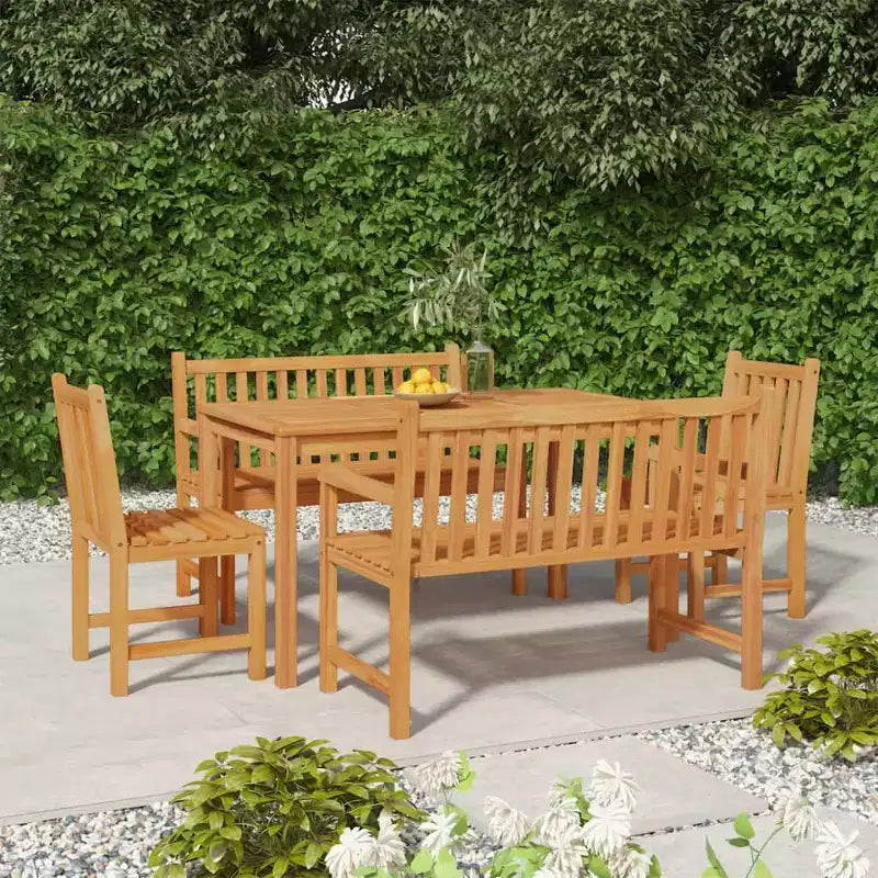 vidaXL Ensemble de Repas de Jardin Teck Naturel Teck Massif Taille Unique Durable