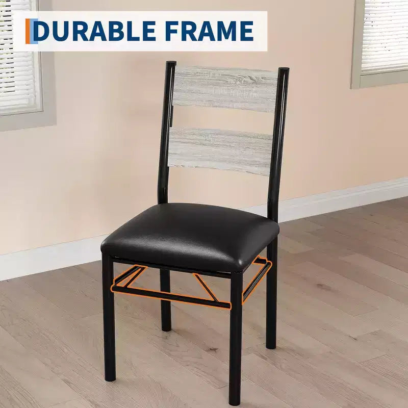 Ensemble Table à Manger pour 2, Table de Cuisine en Bois avec Chaises Rembourrées, Pieds en Métal Robuste, Cadres en Acier Épaissi, avec Angle Anti-collision