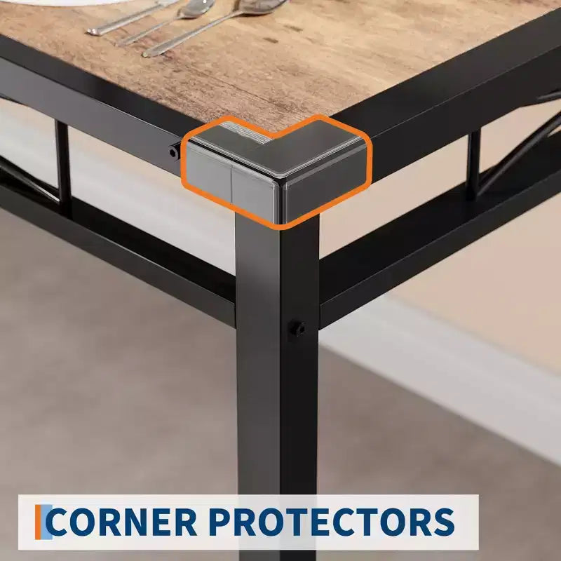 Ensemble Table à Manger pour 2, Table de Cuisine en Bois avec Chaises Rembourrées, Pieds en Métal Robuste, Cadres en Acier Épaissi, avec Angle Anti-collision