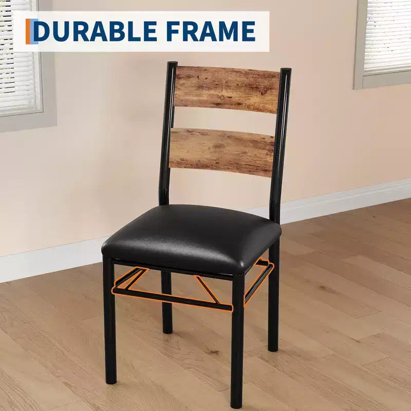 Ensemble Table à Manger pour 2, Table de Cuisine en Bois avec Chaises Rembourrées, Pieds en Métal Robuste, Cadres en Acier Épaissi, avec Angle Anti-collision