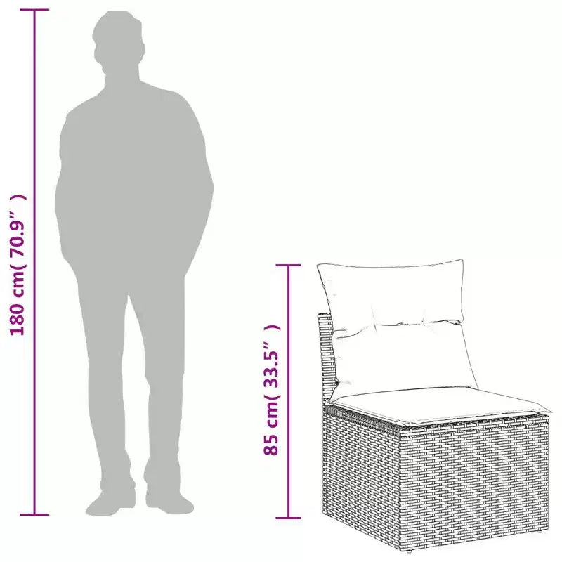 vidaXL Salon de jardin en résine tressée noire pieds réglables de taille moyenne