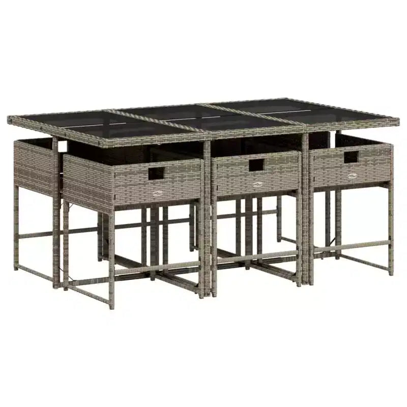vidaXL Salon de jardin à dîner Lot de 6 Gris, Bleu marine, Noir
