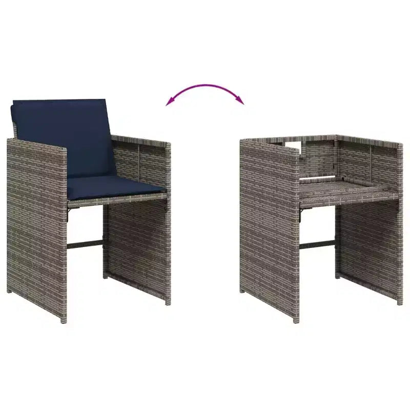 vidaXL Salon de jardin à dîner Lot de 6 Gris, Bleu marine, Noir