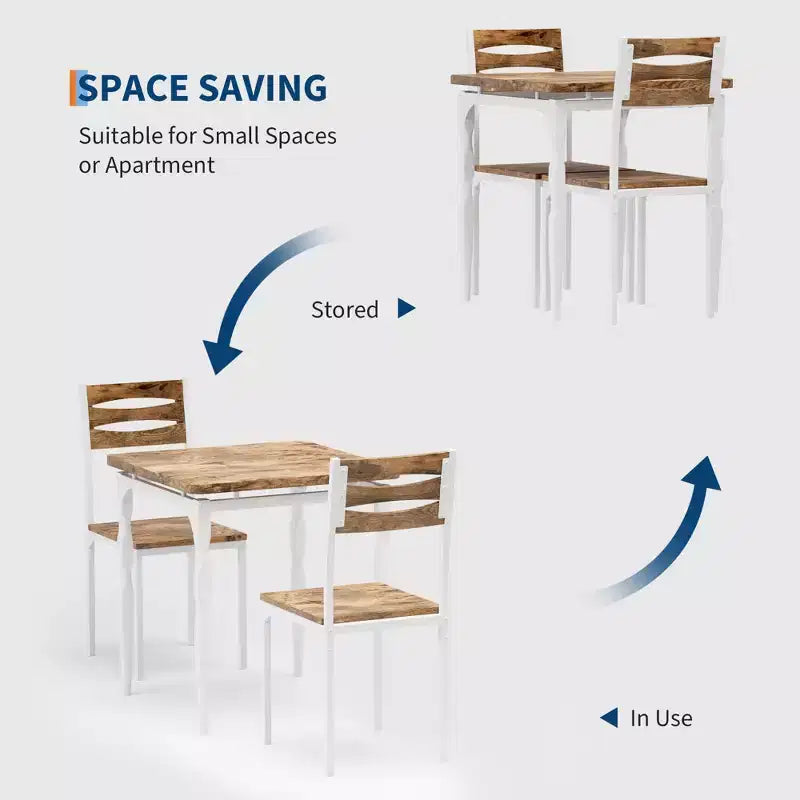 Ensemble table à manger et chaises GustoWave pour 2, table à manger compacte 3 pièces et chaises