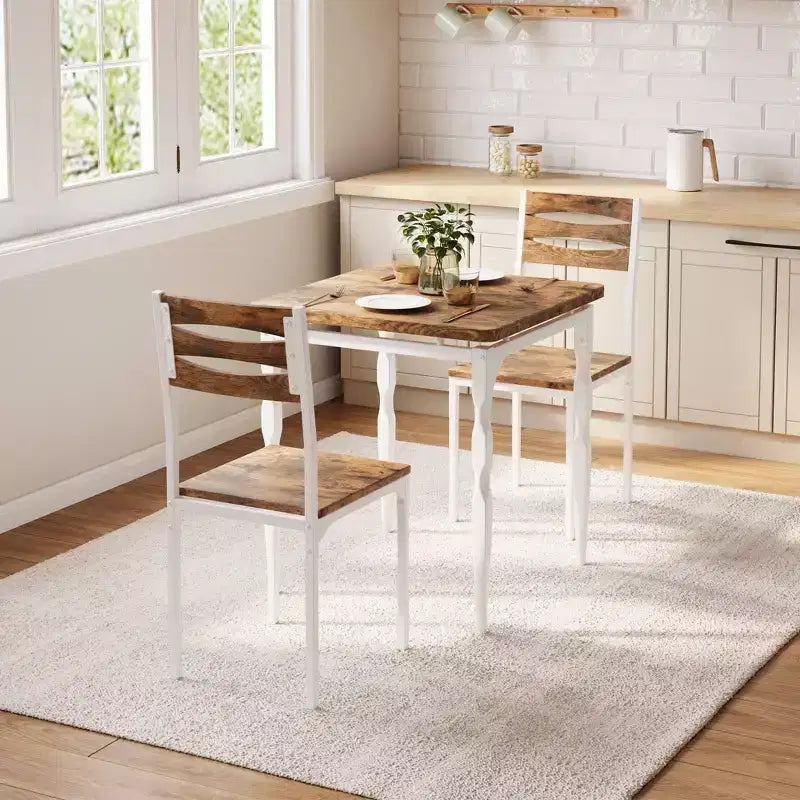 Ensemble table à manger et chaises GustoWave pour 2, table à manger compacte 3 pièces et chaises