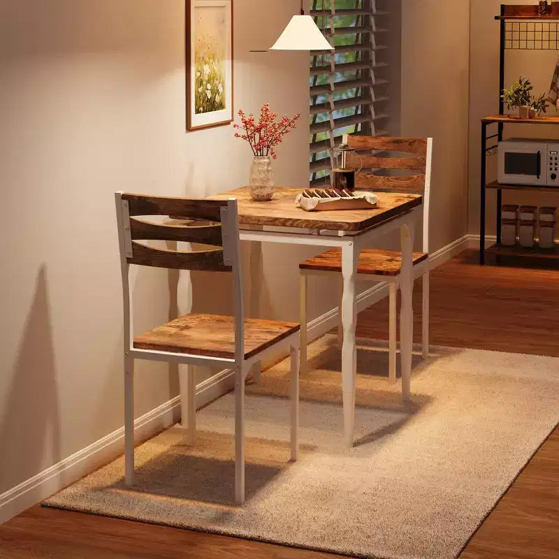 Ensemble table à manger et chaises GustoWave pour 2, table à manger compacte 3 pièces et chaises