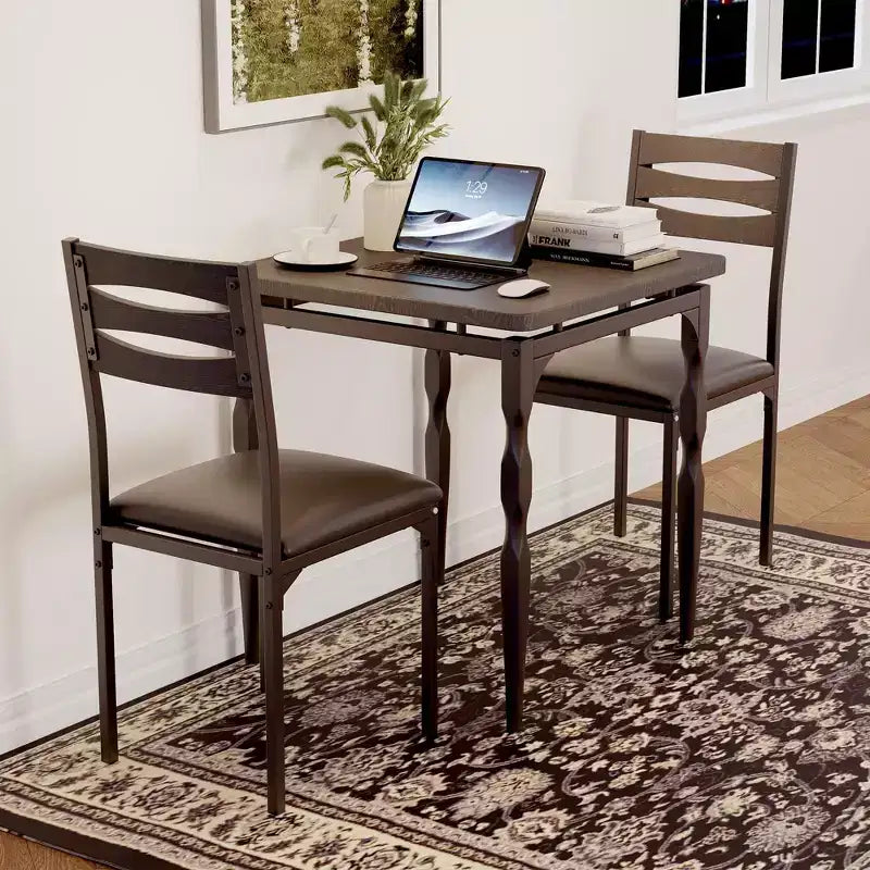 Ensemble table à manger et chaises GustoWave pour 2, table à manger compacte 3 pièces et chaises