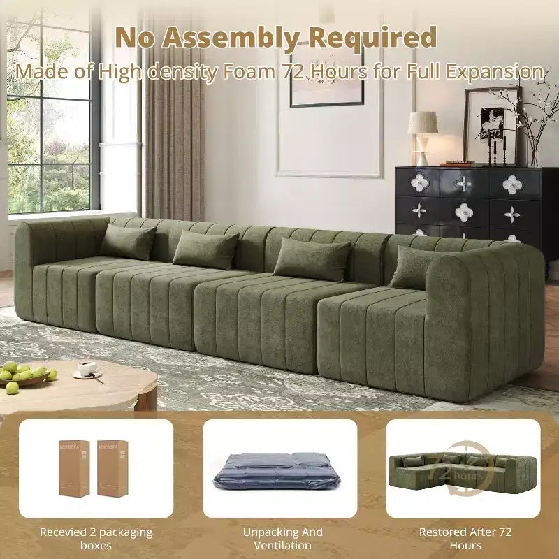 Christopher Knight Home Ahearn Canapé sectionnel modulable 4 pièces 145,5 po à compression complète
