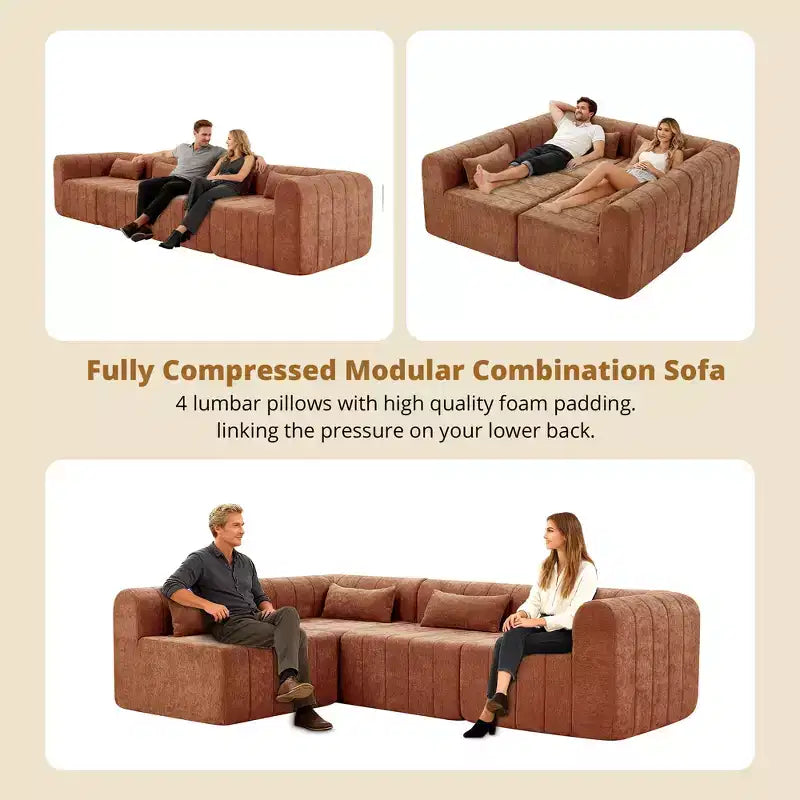 Christopher Knight Home Ahearn Canapé sectionnel modulable 4 pièces 145,5 po à compression complète