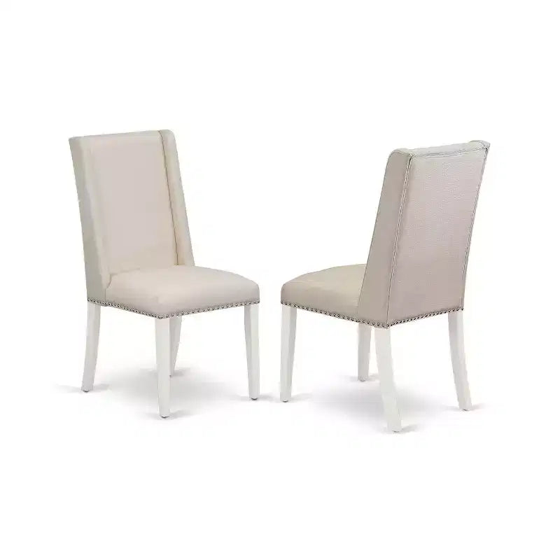 Ensemble de salle à manger 3 pièces HomeStock, plateau rectangulaire en bois massif, finition blanc lin, avec table à rabats