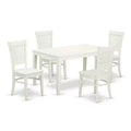 5 Piece Dinette Set - Wood Dining Table & Chairs - Linen White Cottage Style