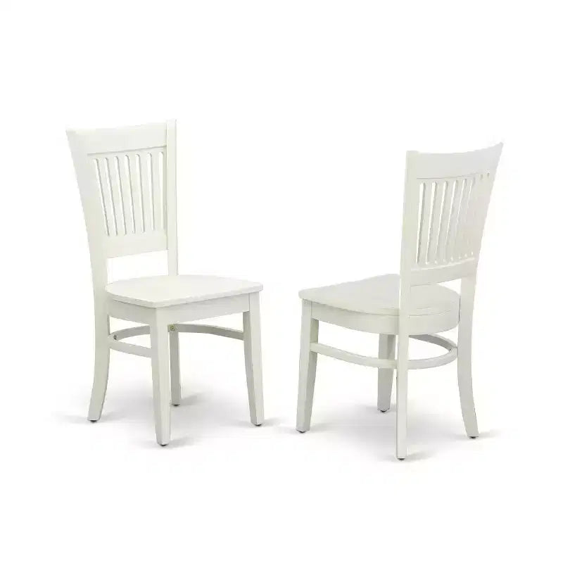 Ensemble salle à manger 5 pièces – Table et chaises en bois – Style cottage blanc lin