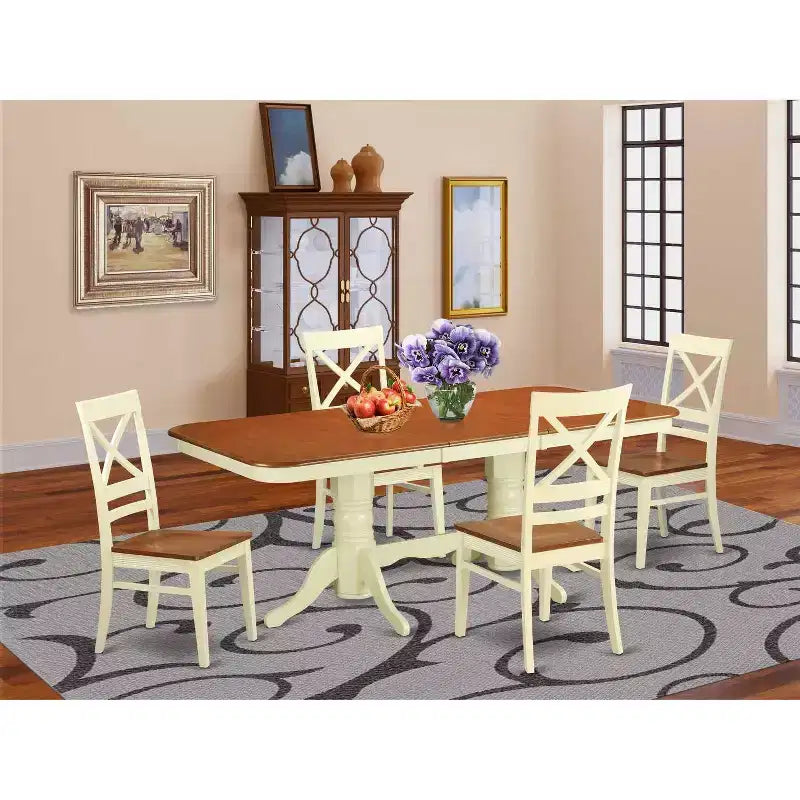 Ensemble table et chaises de salle à manger - Table de cuisine pour 6 à 8 personnes - Style ferme moderne