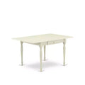 3-Piece Linen White Finish Solid Wood Top Dining Table Set