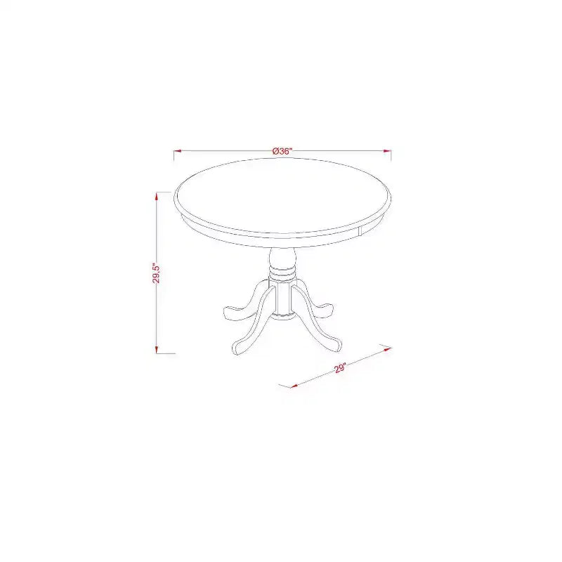 Ensemble de salle à manger 5 pièces - Table ronde de 91 cm et 4 chaises en bois - Style éclectique