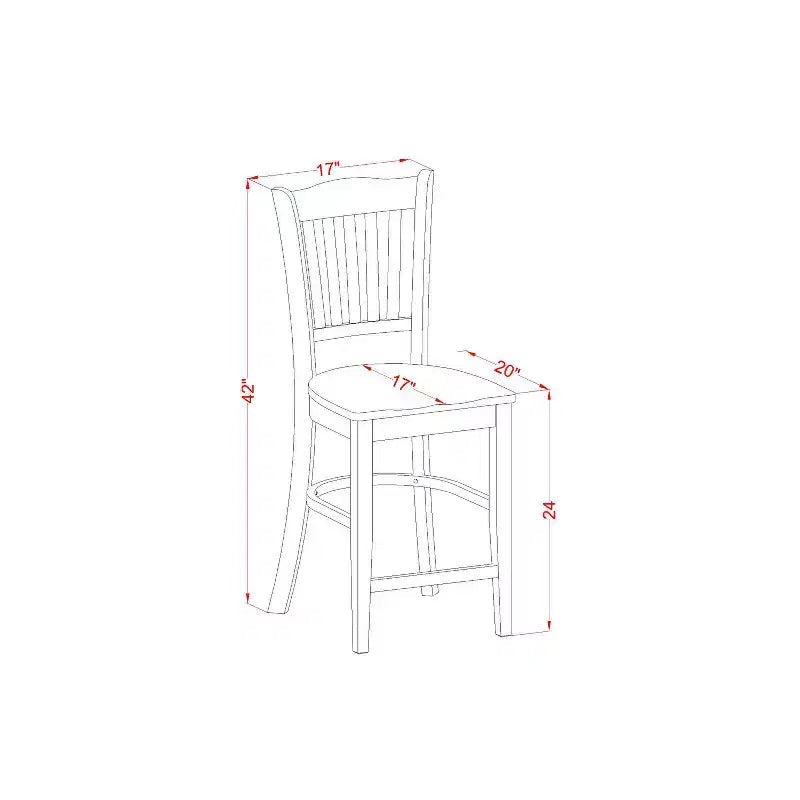 Ensemble de salle à manger à hauteur de comptoir de cuisine - Table et 4 chaises - Fini chêne