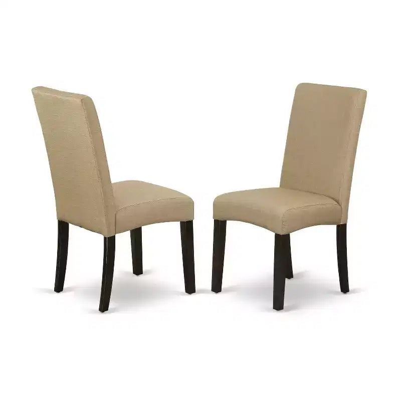 Ensemble table à manger ronde 3 pièces - Table 42" et 2 chaises Parsons - Tissu lin - Fini cappuccino