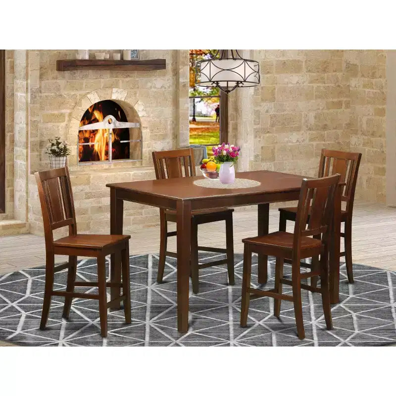 Ensemble Table et Chaises Hautes - Table de Salle à Manger et Tabourets de Bar - Table et Chaises Modernes en Bois