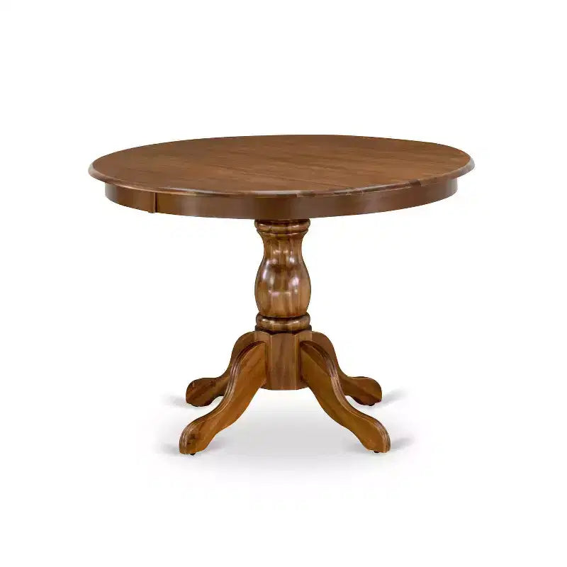 HomeStock Ensemble table de salle à manger avec plateau en bois massif fini noyer antique et 4 chaises – 5 pièces