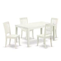 Rectangular Dining Set 5 Piece - 60 Inch Table & 4 Chairs - Modern Farmhouse Style