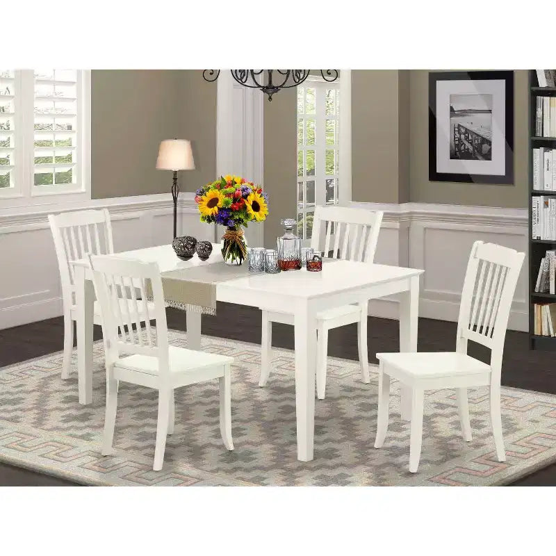 Ensemble de salle à manger rectangulaire 5 pièces - Table de 60 pouces et 4 chaises - Style ferme moderne