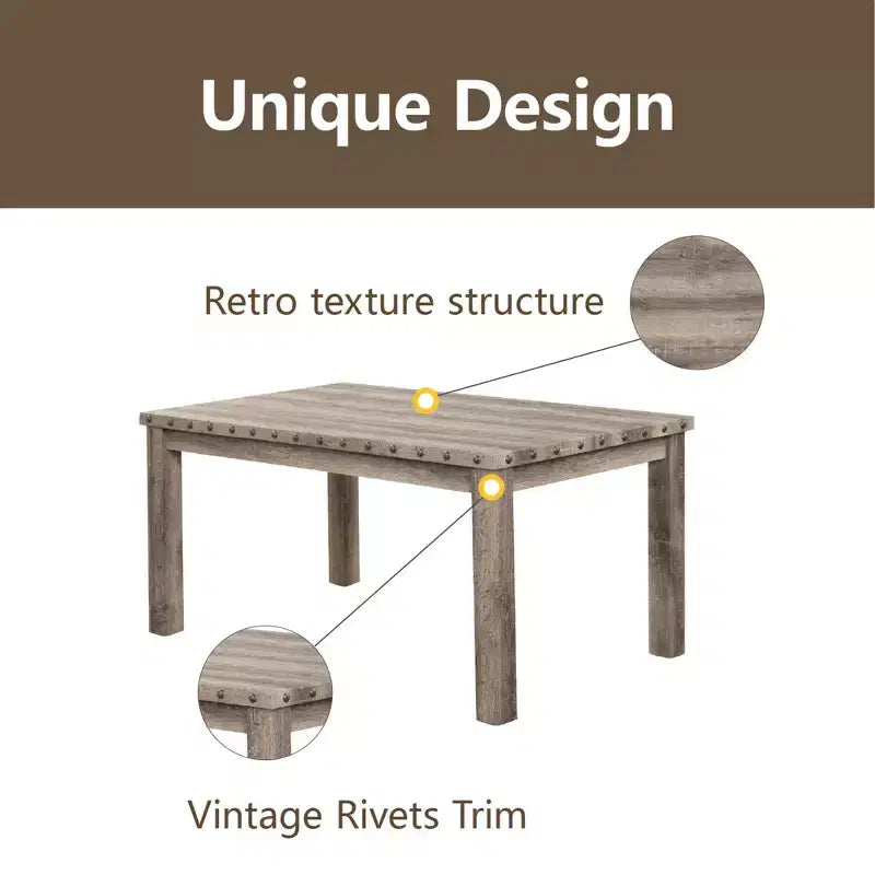 Ensemble de salle à manger en bois - Table rectangulaire de style ferme moderne et chaises rembourrées pour cuisine et salle à manger (beige) - Morden Fort