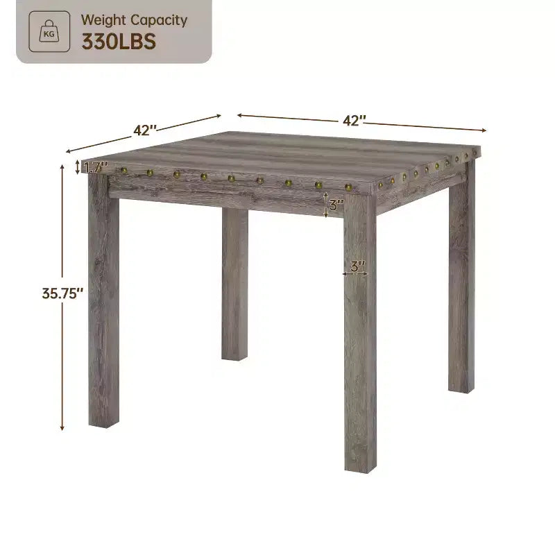 Ensemble de salle à manger en bois - Table rectangulaire de style ferme moderne et chaises rembourrées pour cuisine et salle à manger (beige) - Morden Fort