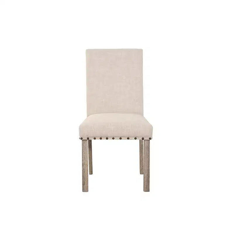 Ensemble de salle à manger en bois - Table rectangulaire de style ferme moderne et chaises rembourrées pour cuisine et salle à manger (beige) - Morden Fort