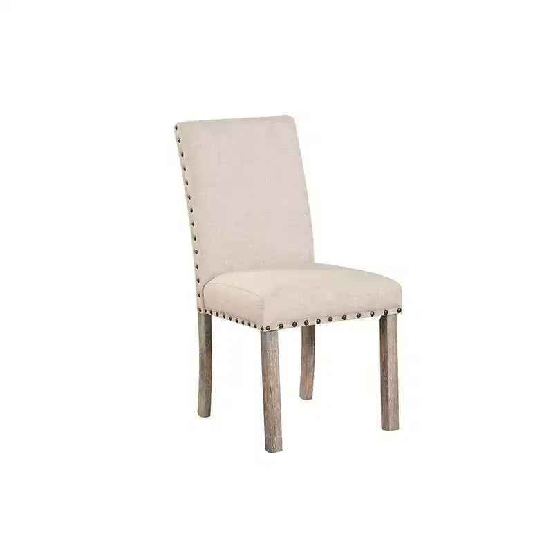 Ensemble de salle à manger en bois - Table rectangulaire de style ferme moderne et chaises rembourrées pour cuisine et salle à manger (beige) - Morden Fort