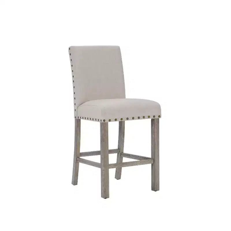 Ensemble de salle à manger en bois - Table rectangulaire de style ferme moderne et chaises rembourrées pour cuisine et salle à manger (beige) - Morden Fort