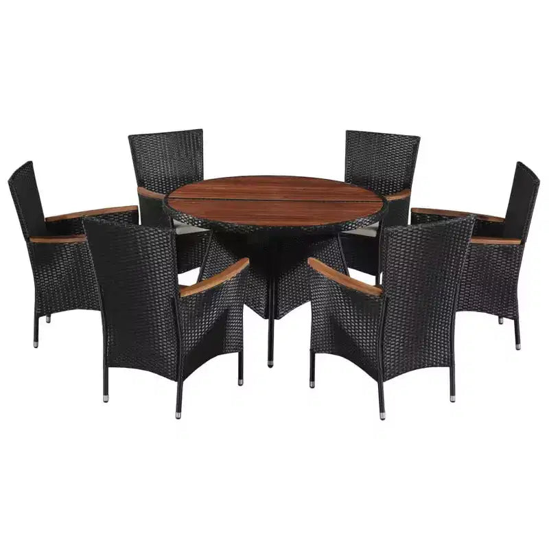 vidaXL Patio Dining Set Round Outdoor Table and Chairs Rattan and Acacia Wood