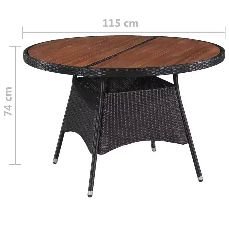 vidaXL Ensemble de salle à manger de patio Table et chaises rondes d'extérieur en rotin et bois d'acacia