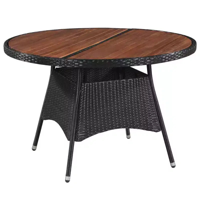 vidaXL Ensemble de salle à manger de patio Table et chaises rondes d'extérieur en rotin et bois d'acacia